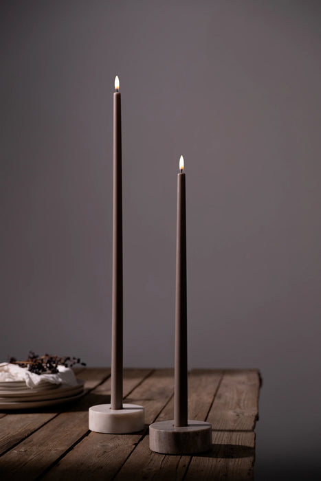 Uyuni LED Flameless Tall Taper Candle Set with Marble Base, Sandstone