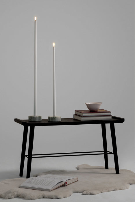 Uyuni LED Flameless Tall Taper Candle Set with Marble Base, Nordic White