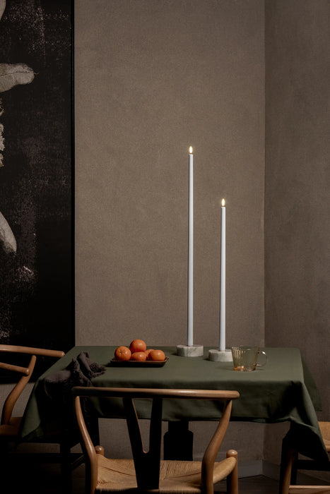 Uyuni LED Flameless Tall Taper Candle Set with Marble Base, Nordic White