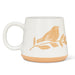 Set of six Abbott oversized stoneware mugs with ivory and tan bird and branch design