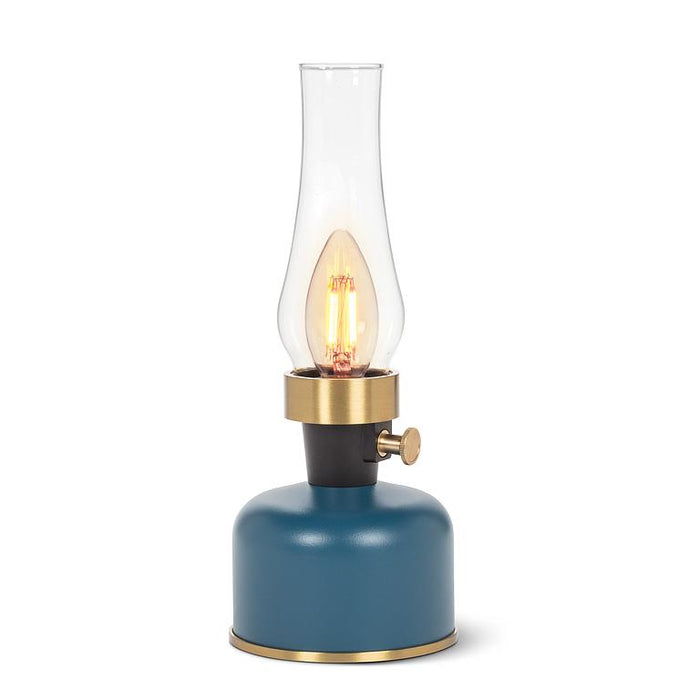 Abbott rechargeable blue lantern LED lamp with glass chimney and Edison bulb