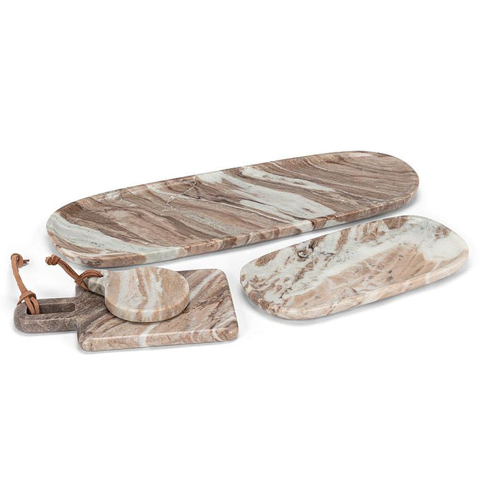 Coordinating Abbott brown marble trays and serving accessories