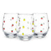 Abbott stemless wine glasses featuring assorted fruit-inspired designs including lemons and strawberries