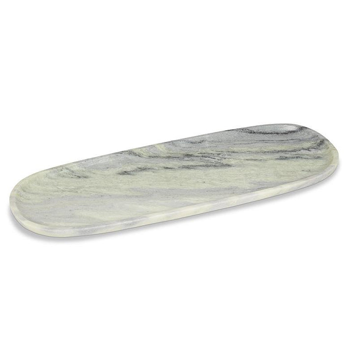Abbott 19.5-inch large oblong green marble tray with natural grey and white veining