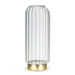 Abbott large panel LED vase featuring clear ribbed glass and a gold base