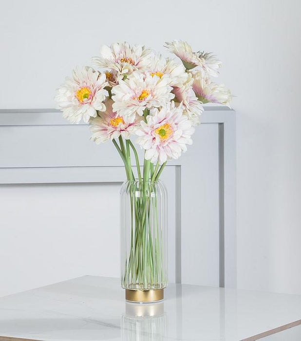 Abbott large panel LED vase styled with white flowers in a modern interior setting