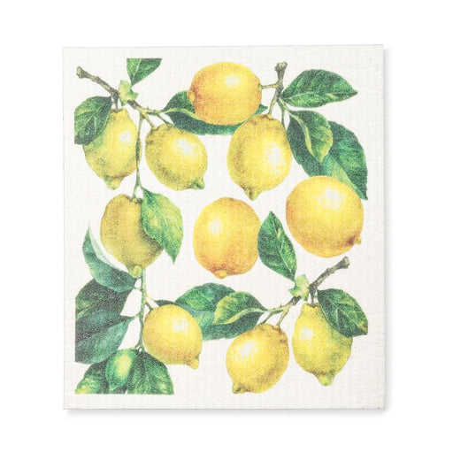 Abbott Lemons and Leaves reusable dishcloth featuring a detailed lemon branch illustration