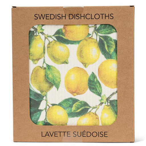 Abbott Lemons and Leaves Swedish dishcloth in retail packaging