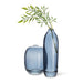 Abbott dark blue glass bud vase displayed alongside a matching decorative vase