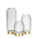 Abbott panel LED vase collection featuring large, medium, and small illuminated glass vases