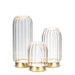Abbott illuminated glass vases displayed together in three coordinating sizes