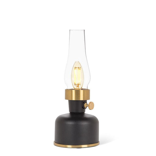 Abbott small rechargeable lantern LED lamp with chimney in black finish