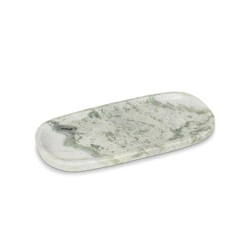 Abbott small oblong tray crafted from green marble with natural white veining
