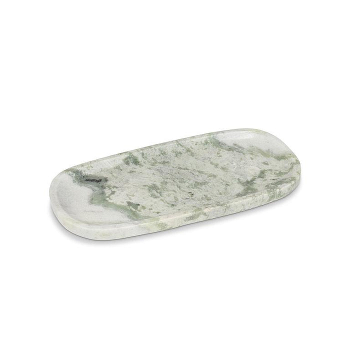 Abbott small oblong tray crafted from green marble with natural white veining