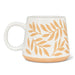 Set of six Abbott oversized stoneware mugs with ivory and tan leaf pattern