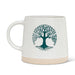 Abbott wide-base Tree of Life stoneware mug in ivory and green, sold as a set of six