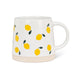 Side view of Abbott wide base stoneware mug with yellow lemon pattern