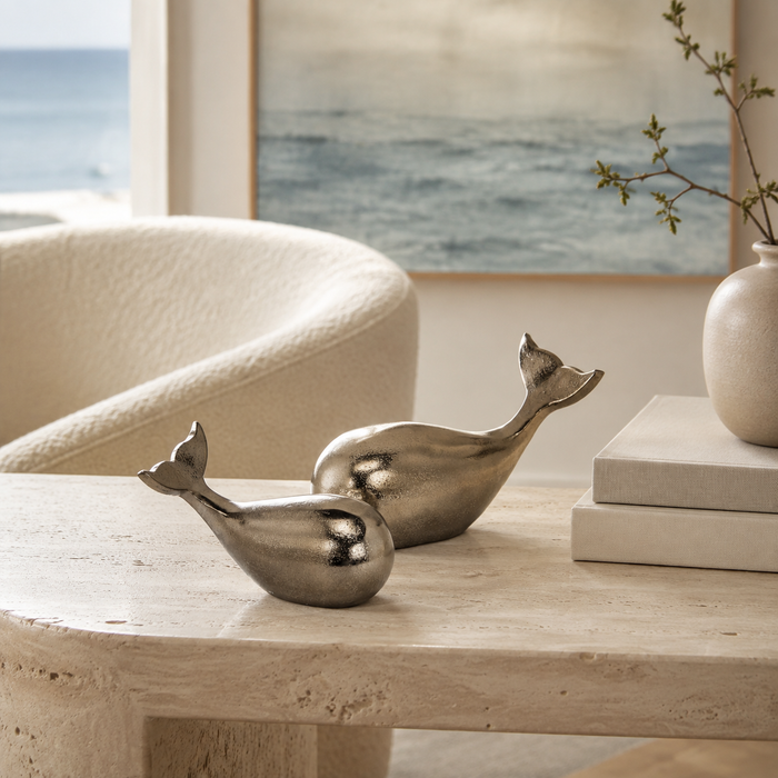 Small Simple Whale Aluminum Sculpture, 6.5 in