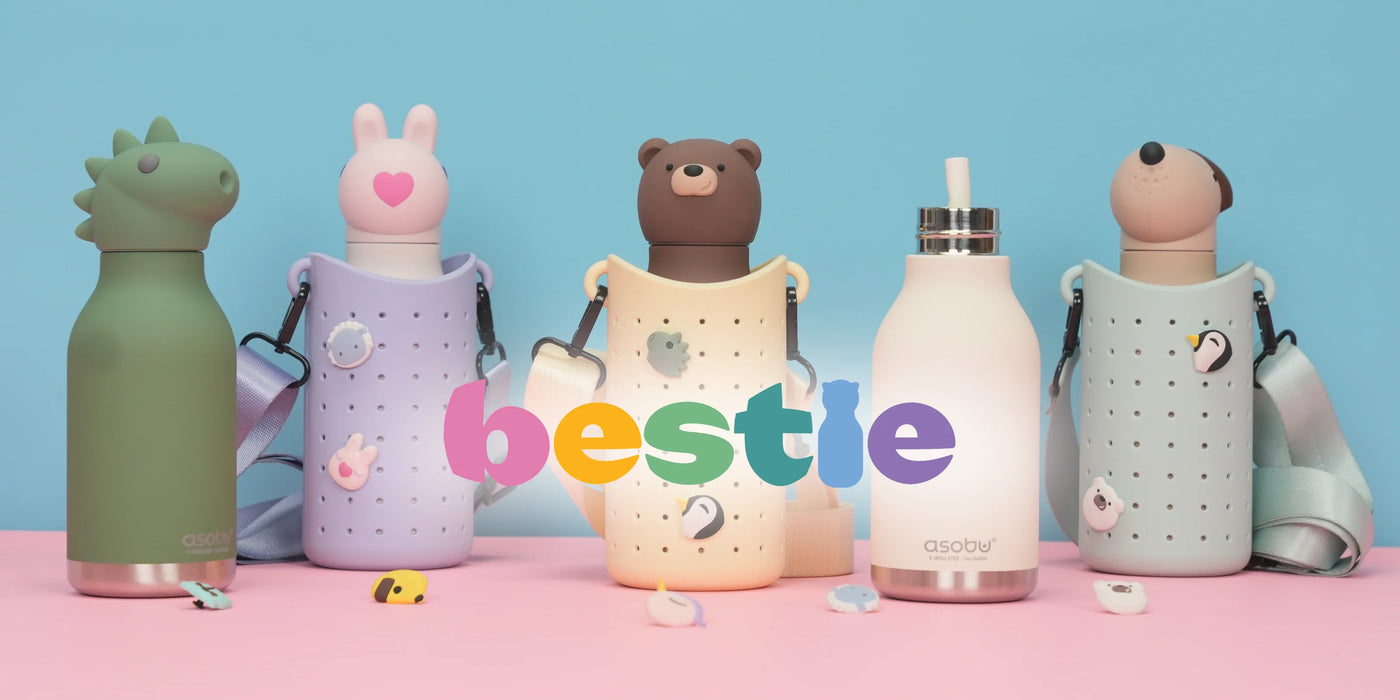 ASOBU Besties Build Your Own Bottle Bundle with collectible insulated stainless steel character water bottles
