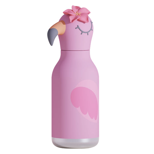 ASOBU Besties Lola Flamingo 16oz insulated stainless steel water bottle front view