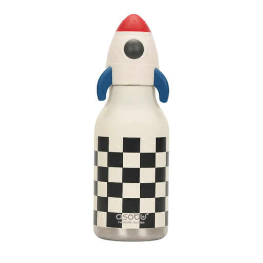 ASOBU Besties Rocketship 16oz insulated stainless steel water bottle front view