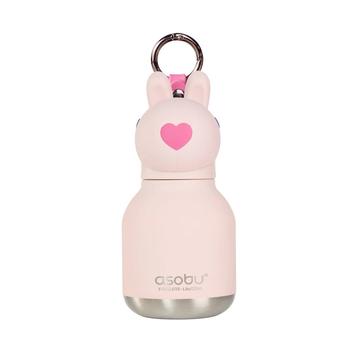 Front view of the Asobu Mini Besties Bunny 6.7oz insulated water bottle