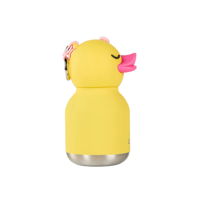 Asobu Mini Duck Besties insulated water bottle on a beach with summer accessories