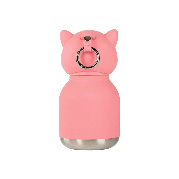 Back view of the Asobu Mini Fox Bestie insulated stainless steel water bottle with key ring