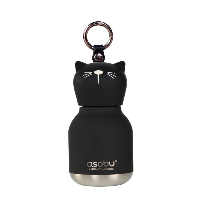 Asobu Mini Kitty Bestie insulated stainless steel water bottle with built-in key ring