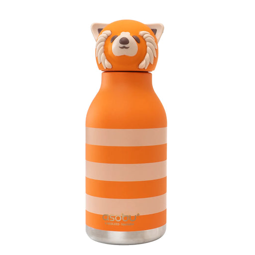 Asobu Red Panda Bestie insulated stainless steel water bottle with removable red panda silicone topper