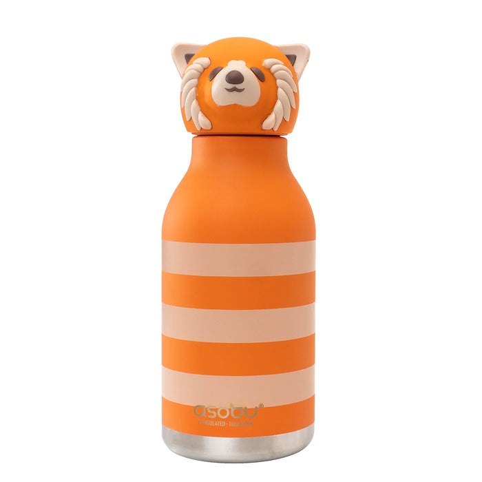 Asobu Red Panda Bestie insulated stainless steel water bottle with removable red panda silicone topper