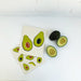 Swedish dishcloth with avocado design flat lay eco friendly cleaning cloth