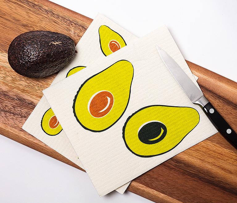 avocado Swedish dishcloth used on kitchen board eco friendly cleaning cloth