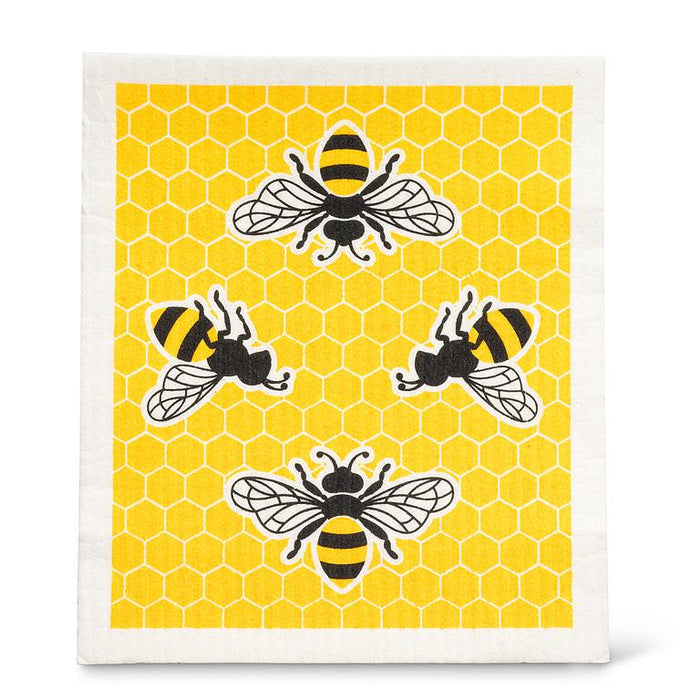bees dishcloth yellow honeycomb pattern close view