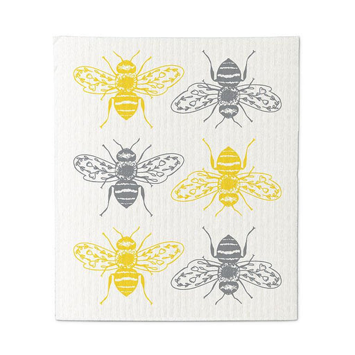 Swedish dishcloth with repeating bee pattern eco friendly cleaning cloth