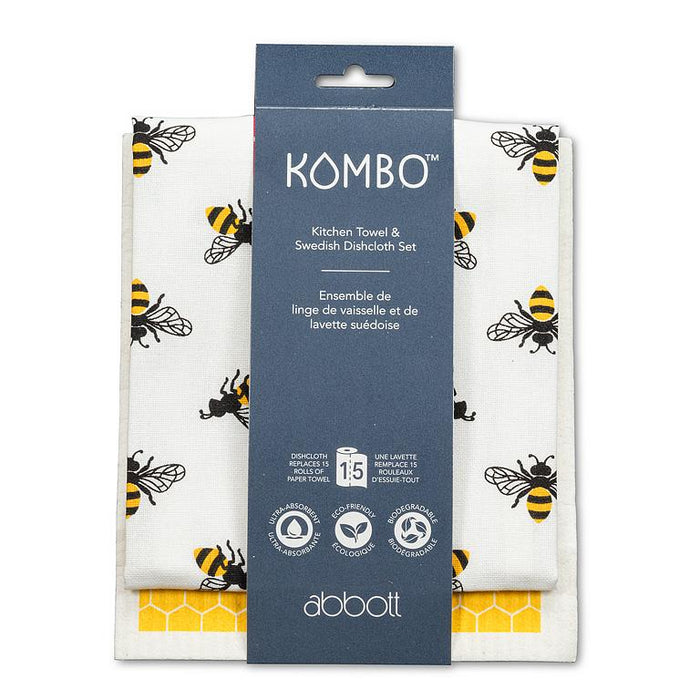 bees dishcloth and towel set packaging abbott collection