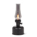 Black rechargeable lantern LED lamp with smoke glass chimney and dimmable Edison bulb