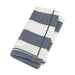 Folded blue and ivory wide stripe cotton cloth napkin