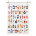Bottles and cocktails cotton kitchen towel featuring colorful drink illustrations on white fabric