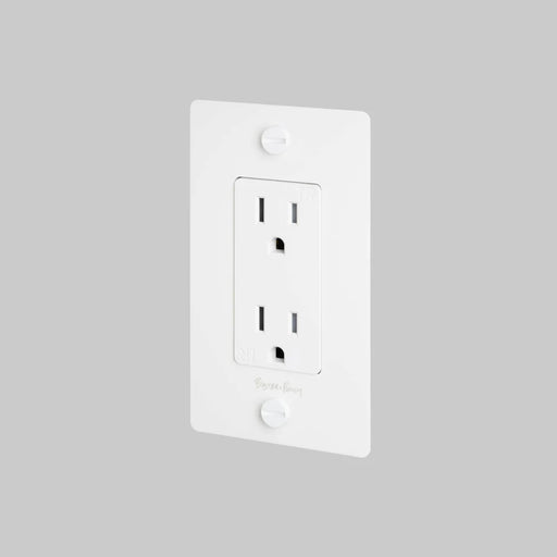 Buster + Punch 1-Gang Duplex Outlet – Linear - White / With Logo - 1G Duplex Outlets