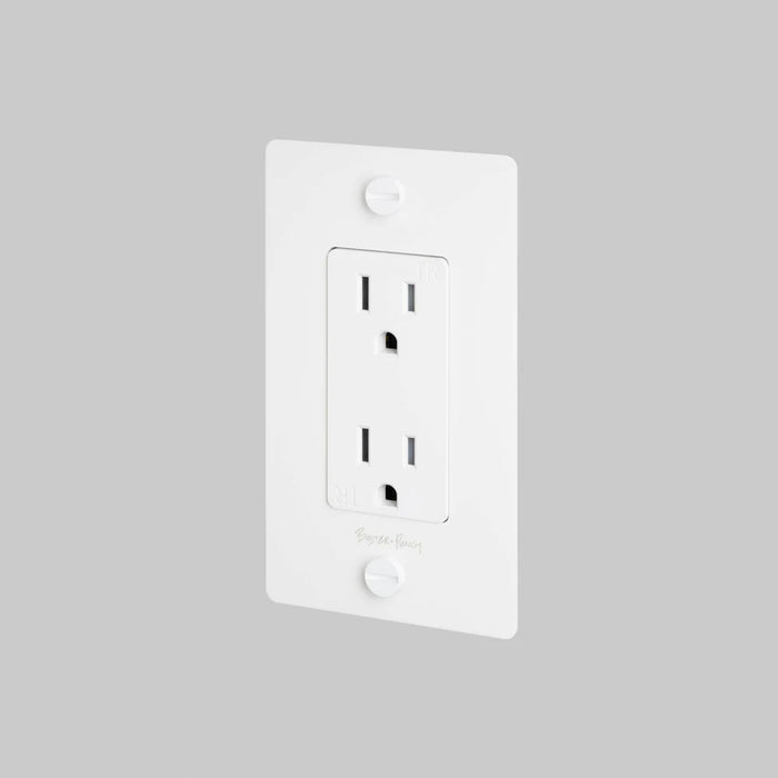 Buster + Punch 1-Gang Duplex Outlet – Linear - White / With Logo - 1G Duplex Outlets