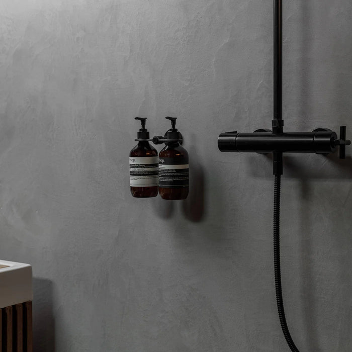 Buster + Punch Cast double dispenser soap holder installed in modern bathroom