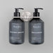 Buster + Punch Cast double dispenser soap holder with matching dispenser bottles in steel finish