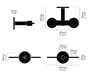 Technical dimensions drawing of Buster + Punch Cast double dispenser soap holder