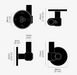 Technical drawing with dimensions for Buster + Punch Cast hook wall-mounted hardware accessory