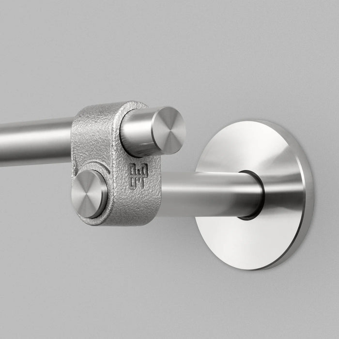 Close-up detail of Buster + Punch Cast medium towel rail in steel finish