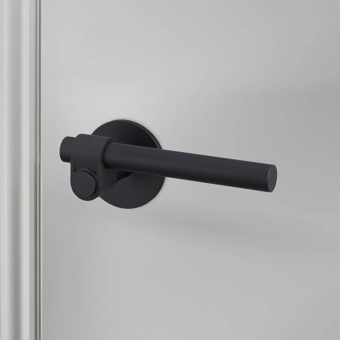 Side profile of Buster + Punch Cast Passage Door Handle Set in Welders Black finish
