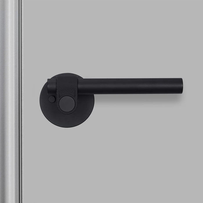 Front profile of Buster + Punch Cast Privacy Door Handle Set in Welders Black finish