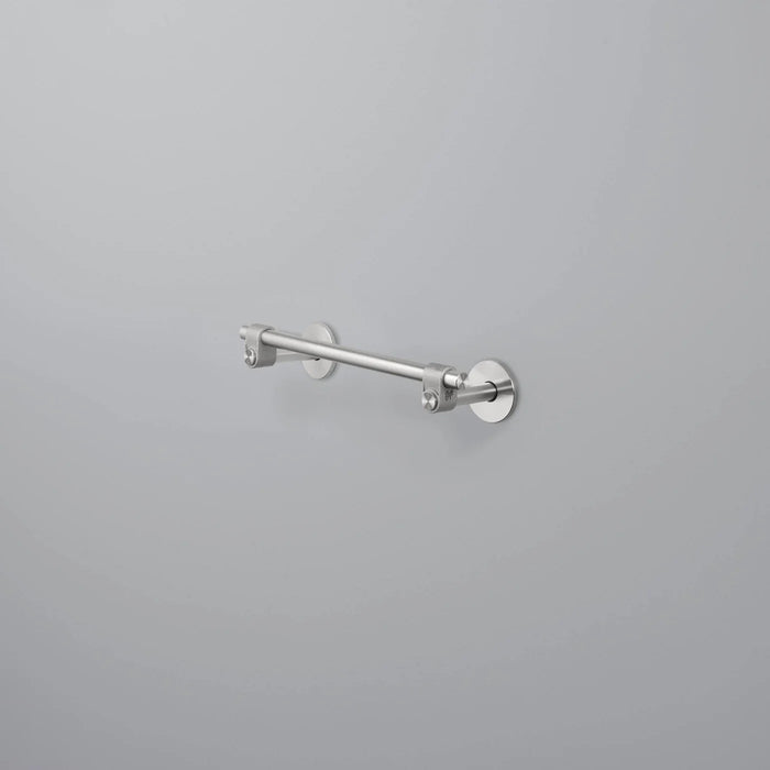 Minimal front view of small Buster + Punch Cast towel rail in steel finish