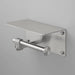Angled view of Buster + Punch Cast toilet roll holder with shelf in steel finish